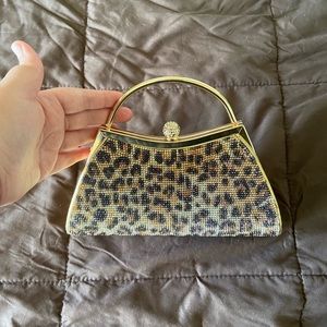 Cheetah crystal clutch and on the shoulder purse